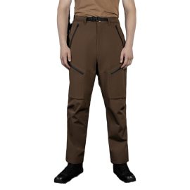 Men's Caramel Functional Multi-Pocket Softshell Tactical Pants, Water-Repellent Outdoor Sports Training Pants