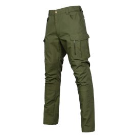 Men's Army Green Spearhead Multi-Pocket Tactical Pants, Water-Repellent Outdoor Workwear Training Pants