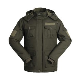 Men's Autumn/Winter Multi-Pocket Windproof Fleece-Lined Jacket with Water-Repellent Outdoor Tactical Jacket